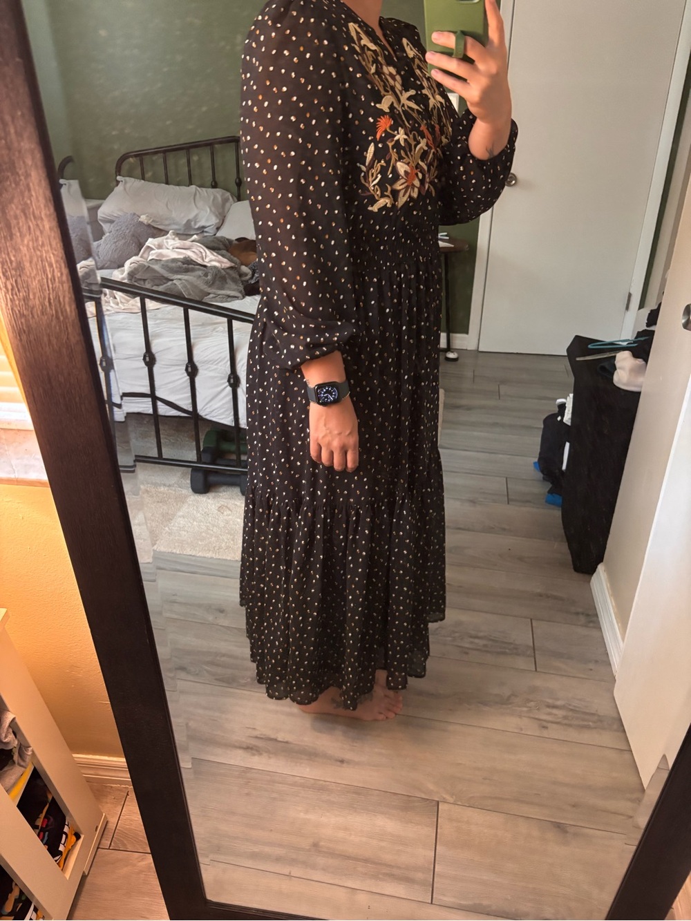 Black Floral Embroidered Maxi Dress - Picture 2 of 4